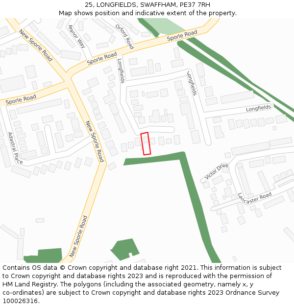 25, LONGFIELDS, SWAFFHAM, PE37 7RH: Location map and indicative extent of plot