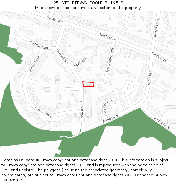 25, LYTCHETT WAY, POOLE, BH16 5LS: Location map and indicative extent of plot