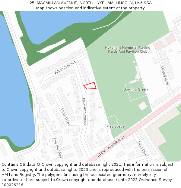 25, MACMILLAN AVENUE, NORTH HYKEHAM, LINCOLN, LN6 9SA: Location map and indicative extent of plot