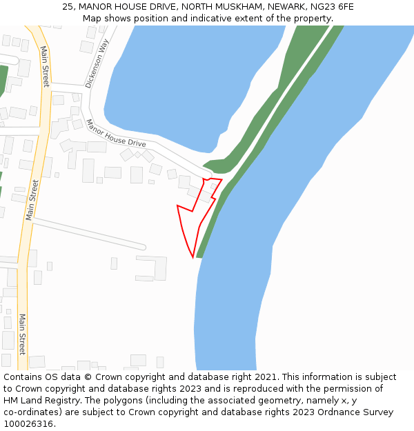 25, MANOR HOUSE DRIVE, NORTH MUSKHAM, NEWARK, NG23 6FE: Location map and indicative extent of plot