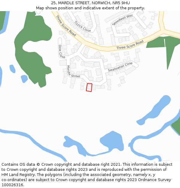 25, MARDLE STREET, NORWICH, NR5 9HU: Location map and indicative extent of plot