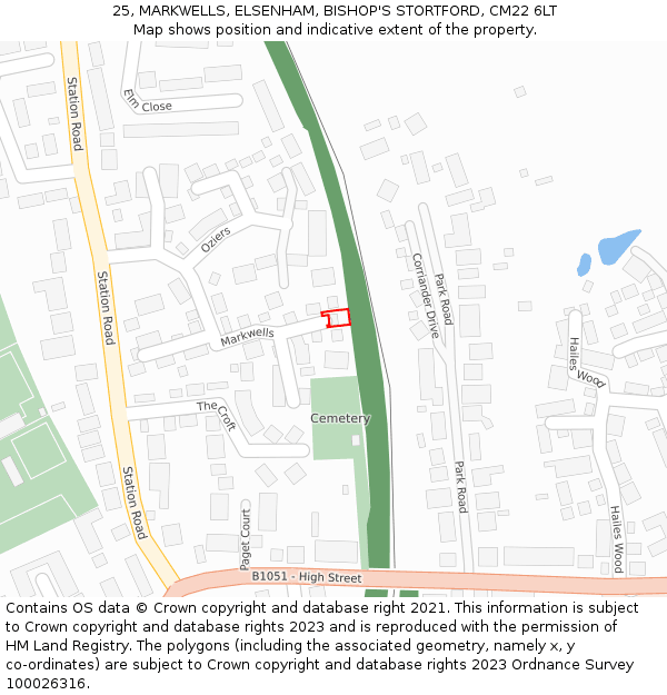 25, MARKWELLS, ELSENHAM, BISHOP'S STORTFORD, CM22 6LT: Location map and indicative extent of plot