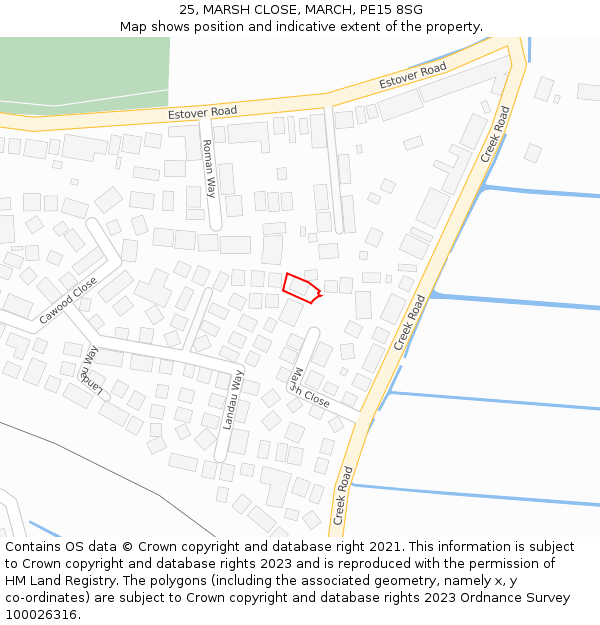 25, MARSH CLOSE, MARCH, PE15 8SG: Location map and indicative extent of plot