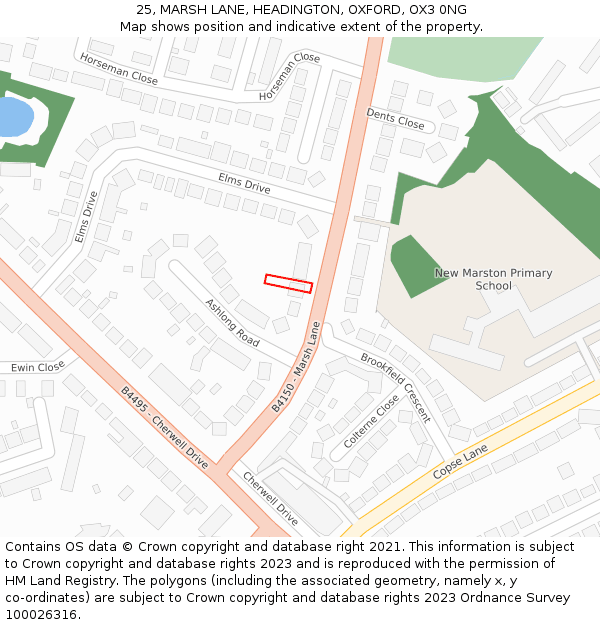 25, MARSH LANE, HEADINGTON, OXFORD, OX3 0NG: Location map and indicative extent of plot