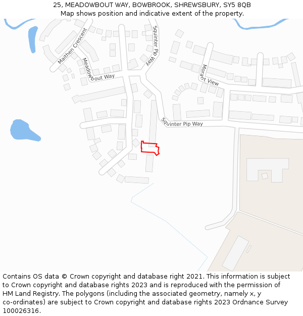25, MEADOWBOUT WAY, BOWBROOK, SHREWSBURY, SY5 8QB: Location map and indicative extent of plot