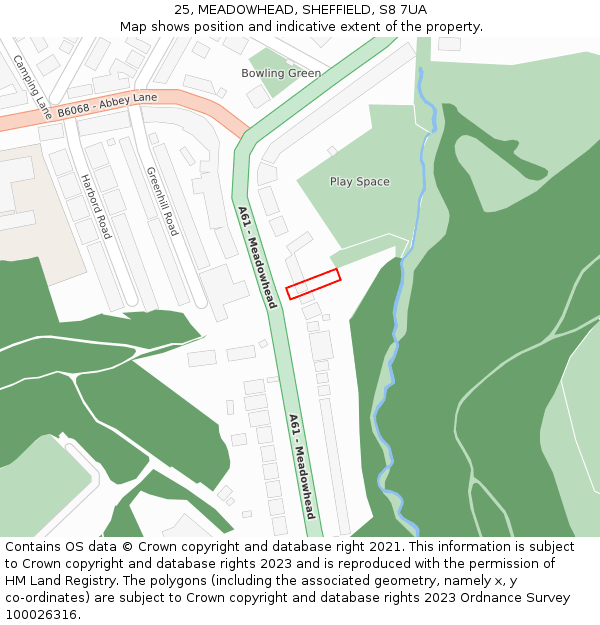 25, MEADOWHEAD, SHEFFIELD, S8 7UA: Location map and indicative extent of plot