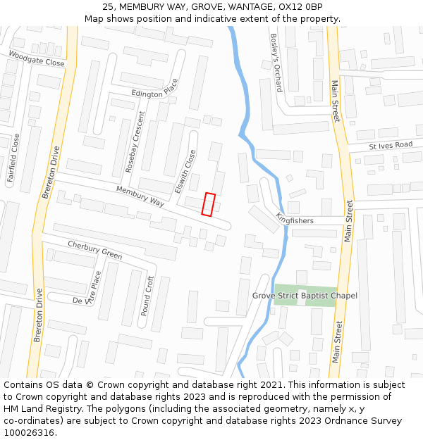 25, MEMBURY WAY, GROVE, WANTAGE, OX12 0BP: Location map and indicative extent of plot