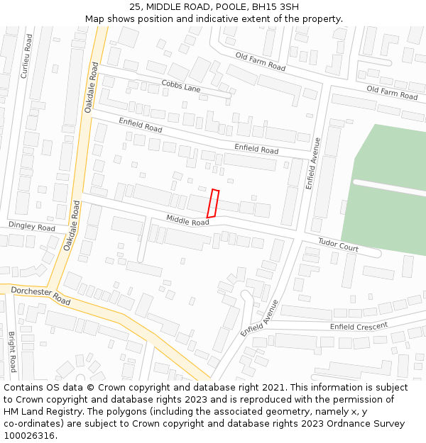 25, MIDDLE ROAD, POOLE, BH15 3SH: Location map and indicative extent of plot