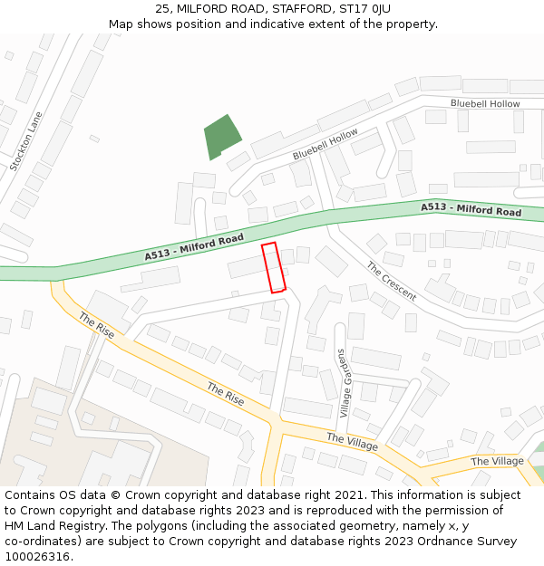 25, MILFORD ROAD, STAFFORD, ST17 0JU: Location map and indicative extent of plot