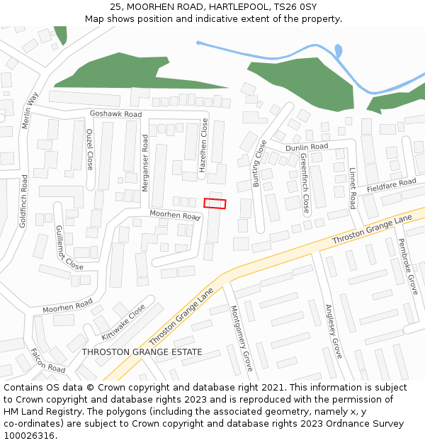 25, MOORHEN ROAD, HARTLEPOOL, TS26 0SY: Location map and indicative extent of plot
