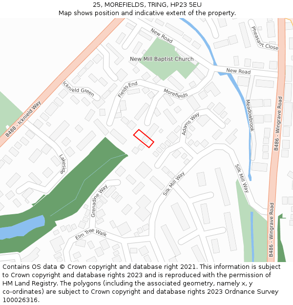 25, MOREFIELDS, TRING, HP23 5EU: Location map and indicative extent of plot