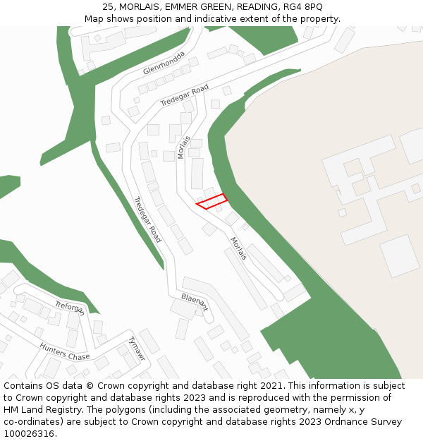 25, MORLAIS, EMMER GREEN, READING, RG4 8PQ: Location map and indicative extent of plot
