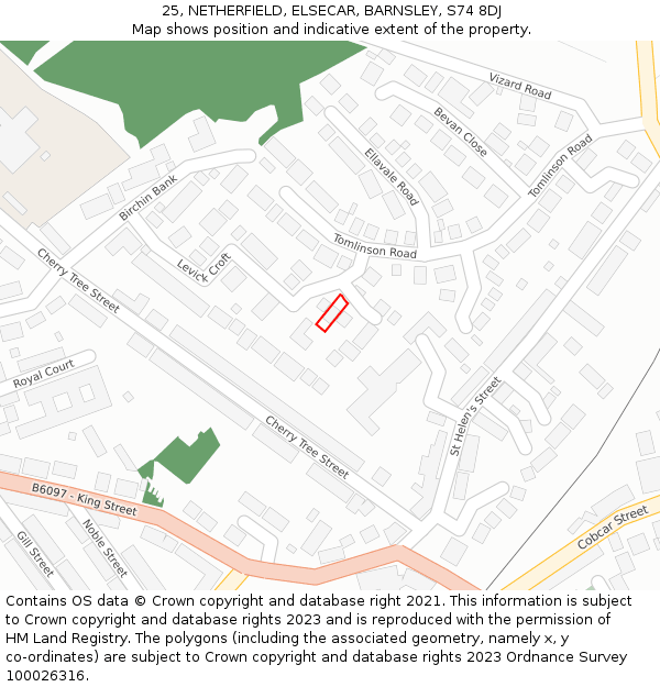 25, NETHERFIELD, ELSECAR, BARNSLEY, S74 8DJ: Location map and indicative extent of plot
