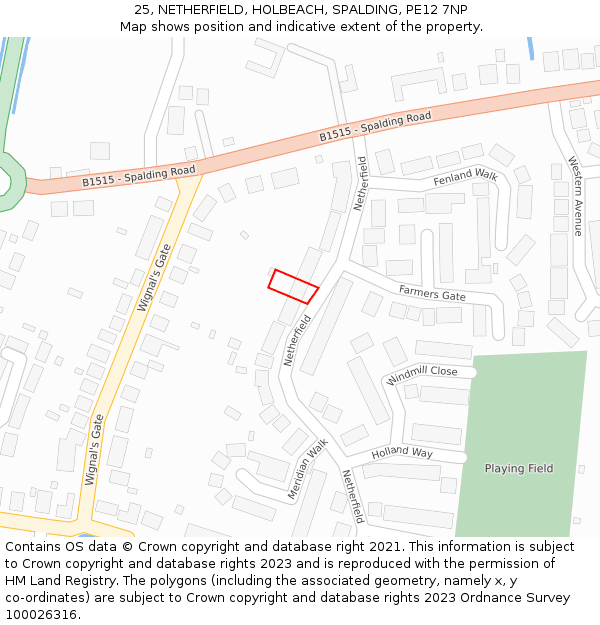 25, NETHERFIELD, HOLBEACH, SPALDING, PE12 7NP: Location map and indicative extent of plot