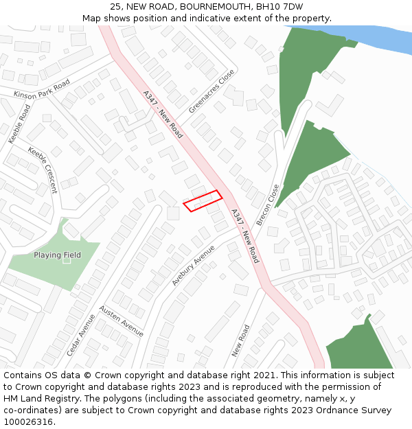 25, NEW ROAD, BOURNEMOUTH, BH10 7DW: Location map and indicative extent of plot