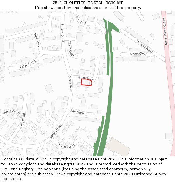 25, NICHOLETTES, BRISTOL, BS30 8YF: Location map and indicative extent of plot