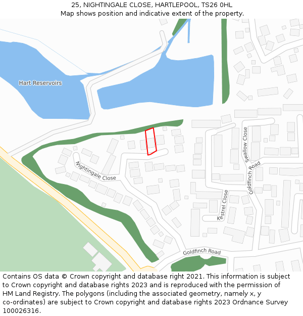 25, NIGHTINGALE CLOSE, HARTLEPOOL, TS26 0HL: Location map and indicative extent of plot