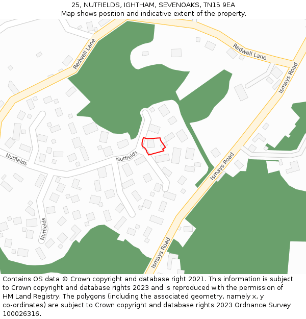 25, NUTFIELDS, IGHTHAM, SEVENOAKS, TN15 9EA: Location map and indicative extent of plot