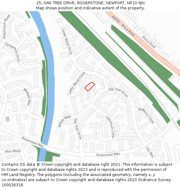 25, OAK TREE DRIVE, ROGERSTONE, NEWPORT, NP10 9JN: Location map and indicative extent of plot