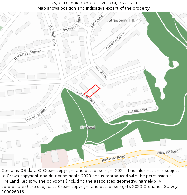 25, OLD PARK ROAD, CLEVEDON, BS21 7JH: Location map and indicative extent of plot