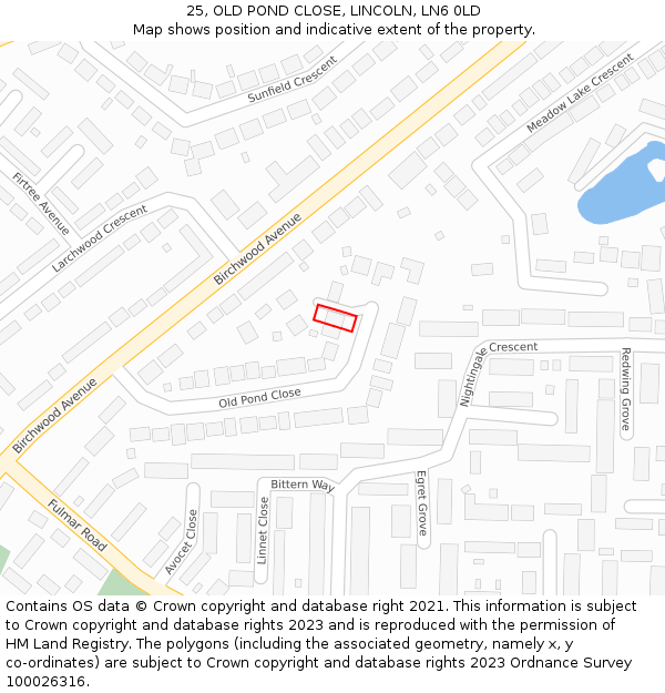 25, OLD POND CLOSE, LINCOLN, LN6 0LD: Location map and indicative extent of plot