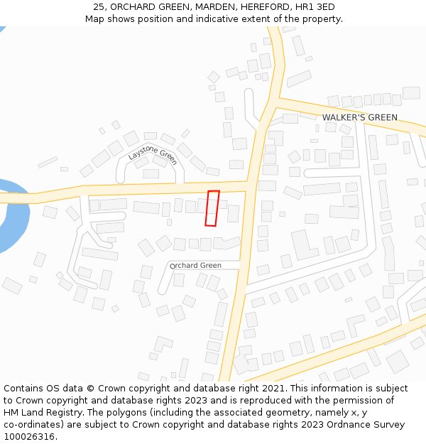 25, ORCHARD GREEN, MARDEN, HEREFORD, HR1 3ED: Location map and indicative extent of plot