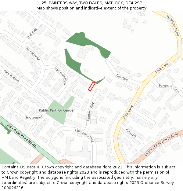 25, PAINTERS WAY, TWO DALES, MATLOCK, DE4 2SB: Location map and indicative extent of plot