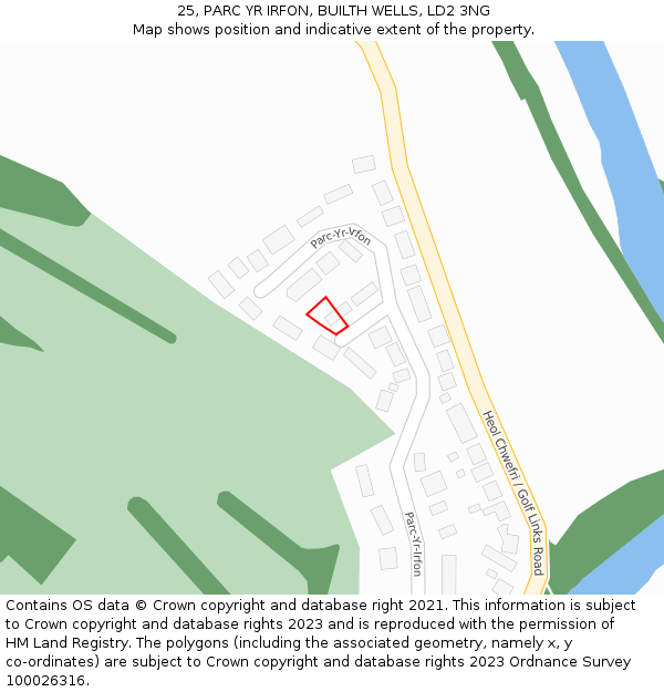 25, PARC YR IRFON, BUILTH WELLS, LD2 3NG: Location map and indicative extent of plot