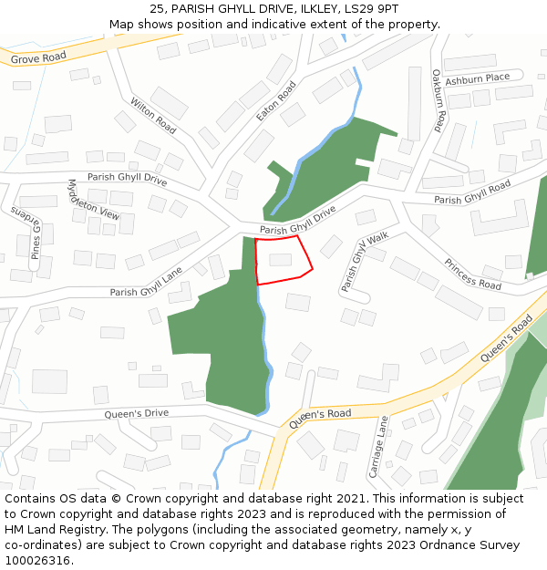 25, PARISH GHYLL DRIVE, ILKLEY, LS29 9PT: Location map and indicative extent of plot