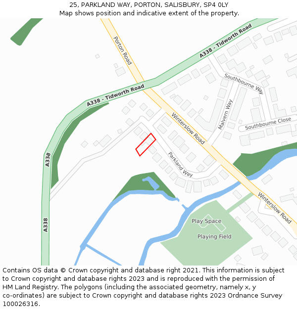 25, PARKLAND WAY, PORTON, SALISBURY, SP4 0LY: Location map and indicative extent of plot