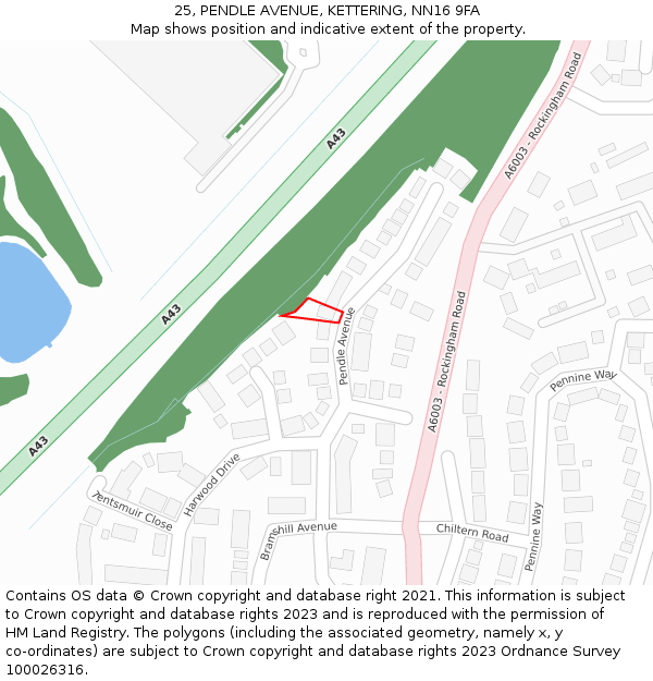 25, PENDLE AVENUE, KETTERING, NN16 9FA: Location map and indicative extent of plot