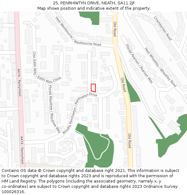 25, PENRHIWTYN DRIVE, NEATH, SA11 2JF: Location map and indicative extent of plot