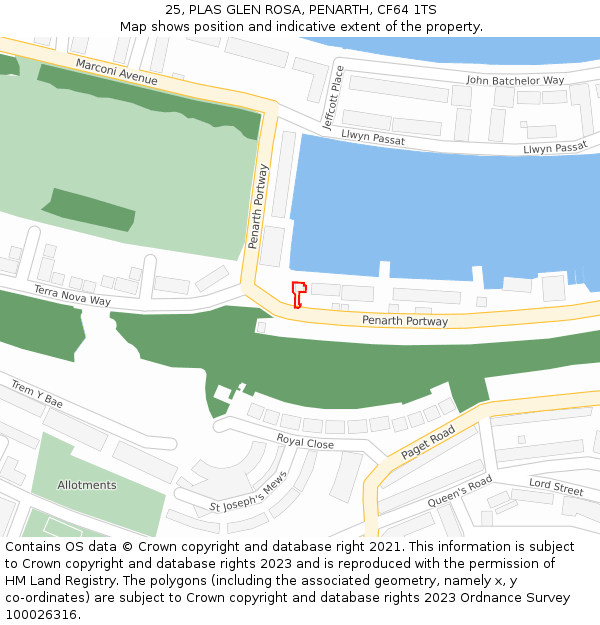 25, PLAS GLEN ROSA, PENARTH, CF64 1TS: Location map and indicative extent of plot