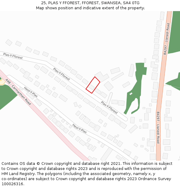 25, PLAS Y FFOREST, FFOREST, SWANSEA, SA4 0TG: Location map and indicative extent of plot