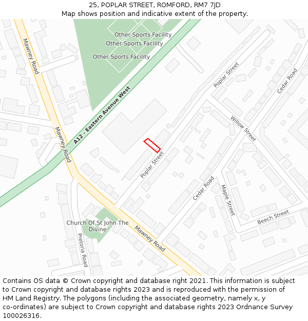 25, POPLAR STREET, ROMFORD, RM7 7JD: Location map and indicative extent of plot