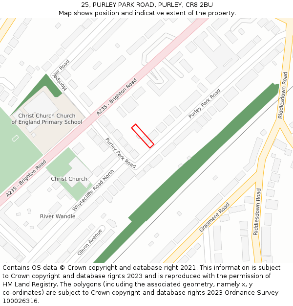 25, PURLEY PARK ROAD, PURLEY, CR8 2BU: Location map and indicative extent of plot