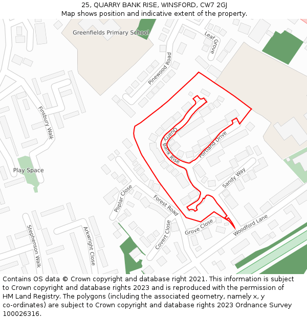 25, QUARRY BANK RISE, WINSFORD, CW7 2GJ: Location map and indicative extent of plot
