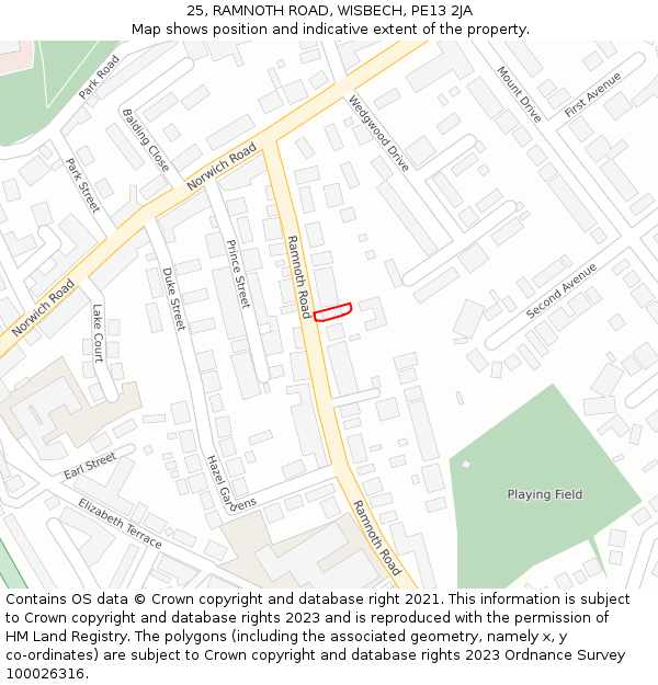 25, RAMNOTH ROAD, WISBECH, PE13 2JA: Location map and indicative extent of plot