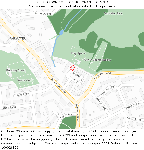 25, REARDON SMITH COURT, CARDIFF, CF5 3JD: Location map and indicative extent of plot