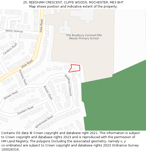 25, REEDHAM CRESCENT, CLIFFE WOODS, ROCHESTER, ME3 8HT: Location map and indicative extent of plot