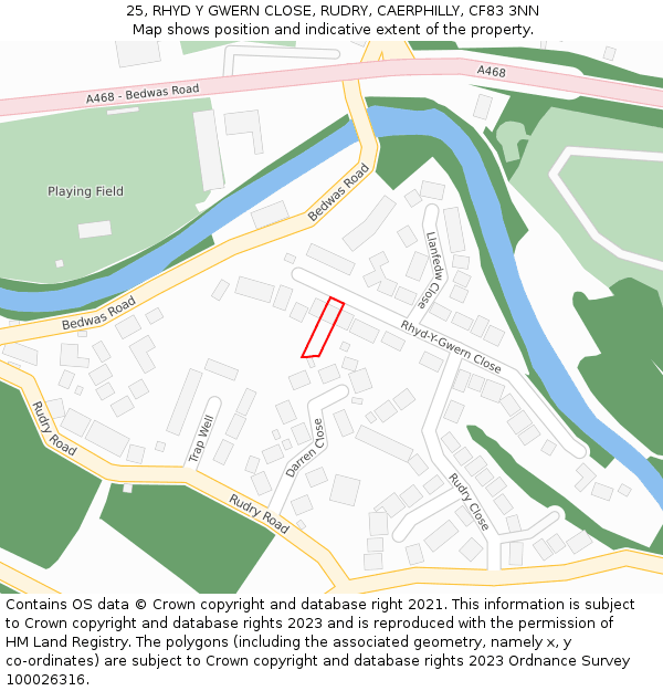 25, RHYD Y GWERN CLOSE, RUDRY, CAERPHILLY, CF83 3NN: Location map and indicative extent of plot