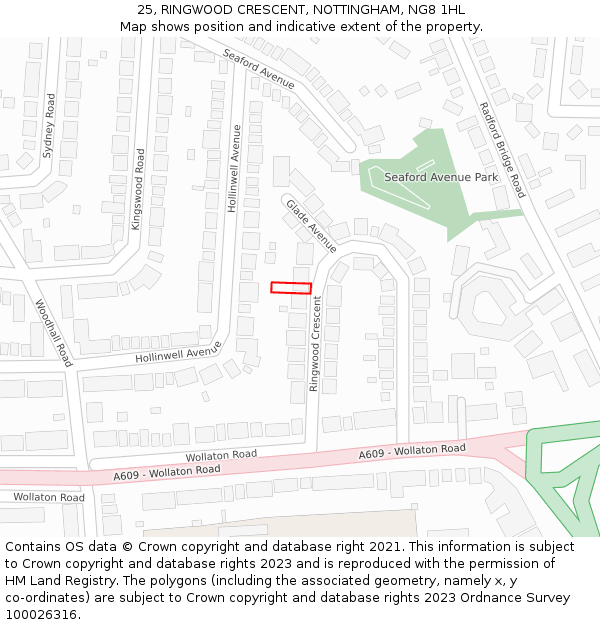 25, RINGWOOD CRESCENT, NOTTINGHAM, NG8 1HL: Location map and indicative extent of plot