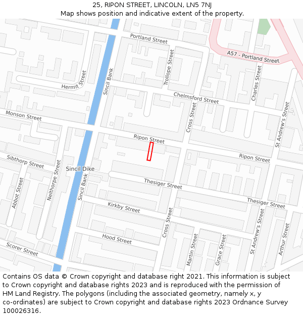 25, RIPON STREET, LINCOLN, LN5 7NJ: Location map and indicative extent of plot