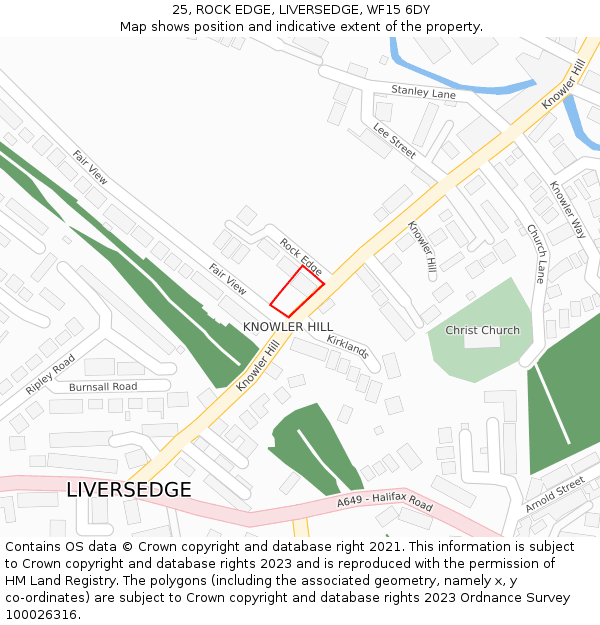 25, ROCK EDGE, LIVERSEDGE, WF15 6DY: Location map and indicative extent of plot