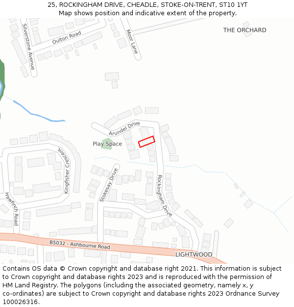 25, ROCKINGHAM DRIVE, CHEADLE, STOKE-ON-TRENT, ST10 1YT: Location map and indicative extent of plot