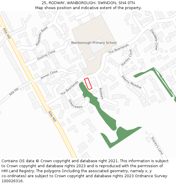 25, RODWAY, WANBOROUGH, SWINDON, SN4 0TN: Location map and indicative extent of plot