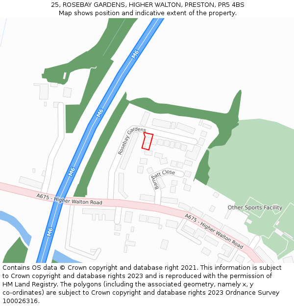 25, ROSEBAY GARDENS, HIGHER WALTON, PRESTON, PR5 4BS: Location map and indicative extent of plot