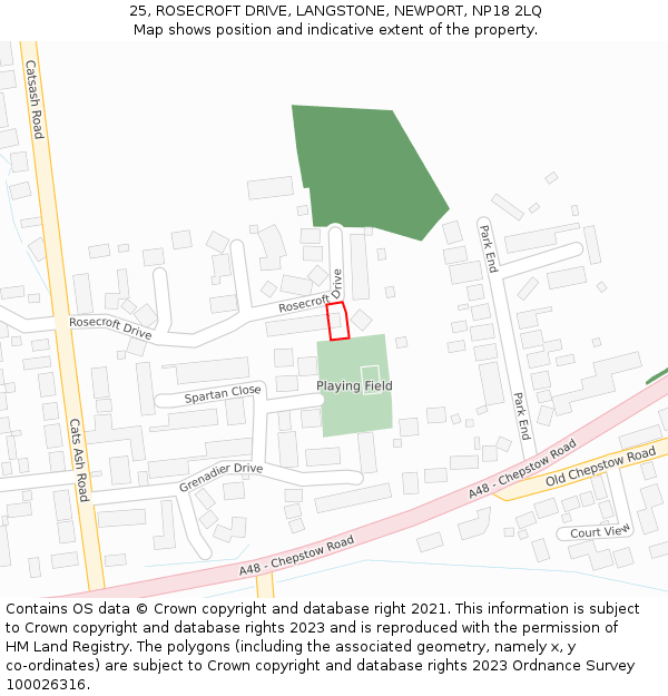 25, ROSECROFT DRIVE, LANGSTONE, NEWPORT, NP18 2LQ: Location map and indicative extent of plot