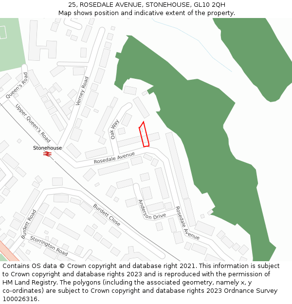 25, ROSEDALE AVENUE, STONEHOUSE, GL10 2QH: Location map and indicative extent of plot