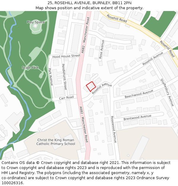 25, ROSEHILL AVENUE, BURNLEY, BB11 2PN: Location map and indicative extent of plot